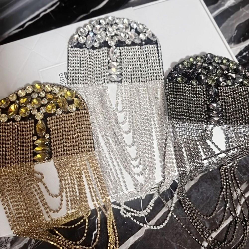 Luxury Beaded Decoration Diamond Tassel Epaulets Detachable Sparkling Shoulder Brooch Rhinestone Brooch Epaulet