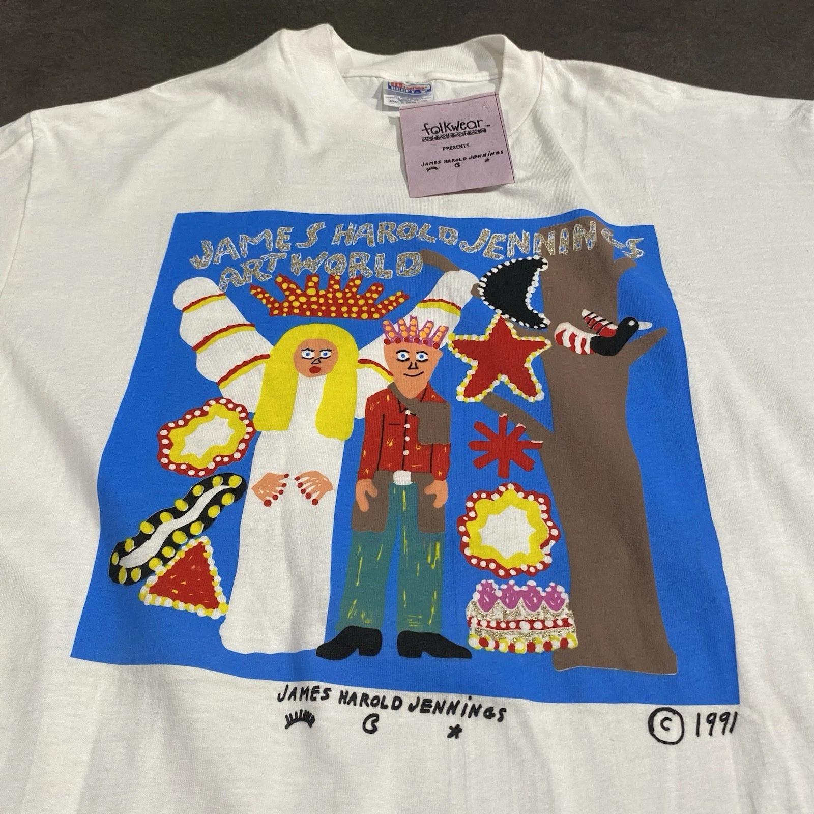 Vintages 90s James Harold Jennings Art World T Shirt Folk Painting Museum READ S