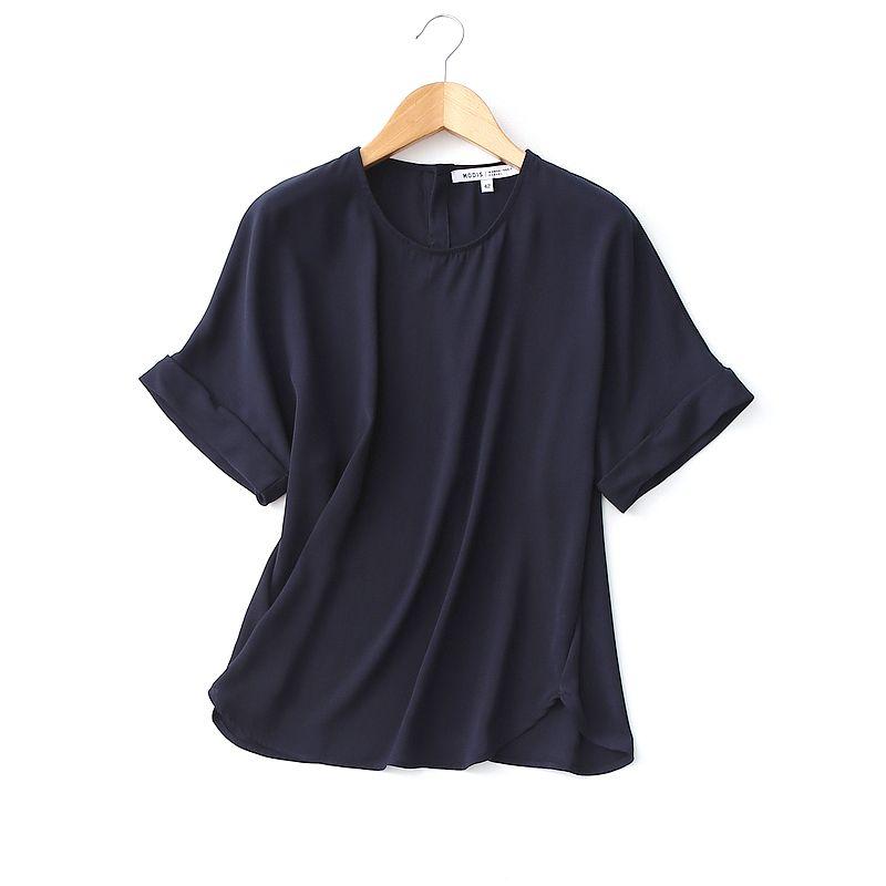 

Foreign Trade Original Order Plus Size Ladies Welfare Loose Slim Fit Slimming Guest Short Sleeve Pure Color Chiffon Tops Plus Size Women s Clothing Red Euro -50 (Bust size 124)