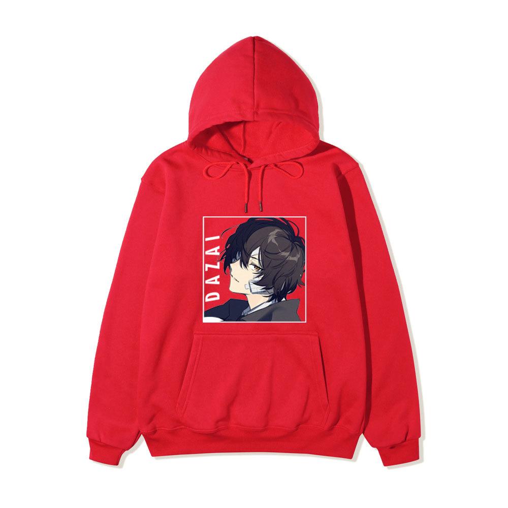 Men Women Fleece Hoodie Dazai Anime Portrait Tokyo Ghoul Kanji Autumn Winter Street Long Sleeve Sweatshirt