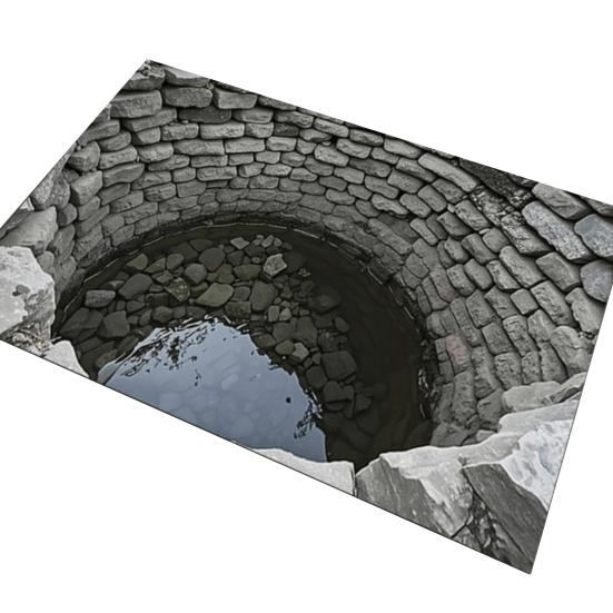 3D Optical Illusion Rug Bottomless Hole Design Non-Slip Doormat for Entrance Bathroom Stairs Playroom Living Room