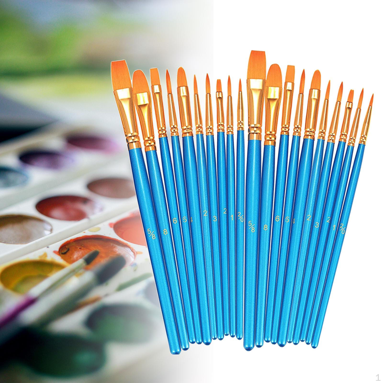 

20Pcs Artist Paint Brushes Set Watercolor Oil Painting Brush Pen Professional Drawing Arts Crafts синій