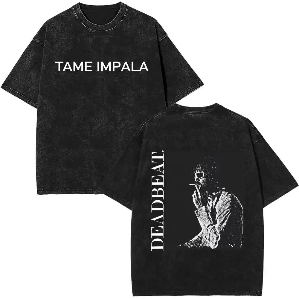 Tame Impala Deadbeat Grafik T-Shirt Vintage gewaschen Psychedelic Rock Unisex Lässiges Baumwoll-T-Shirt Herren Übergröße Kurzarm