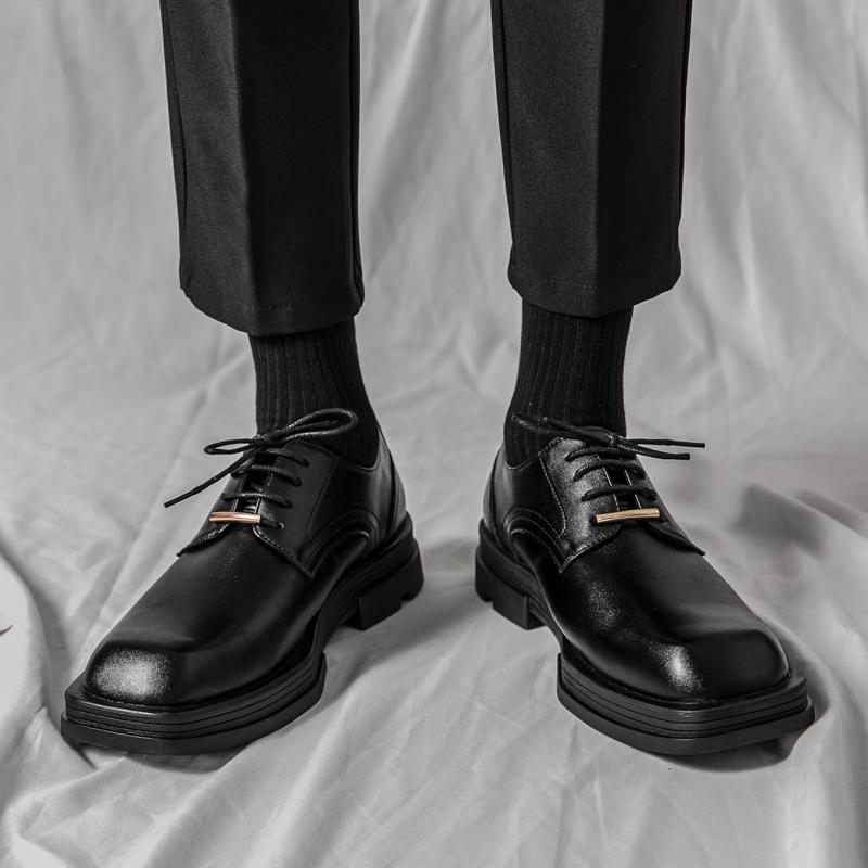 Spring White Gentlemen's Leather Shoes Luxury Brand Platform Oxford Shoes Mens Leather Soft Sole Comfortable Party Wedding Shoes