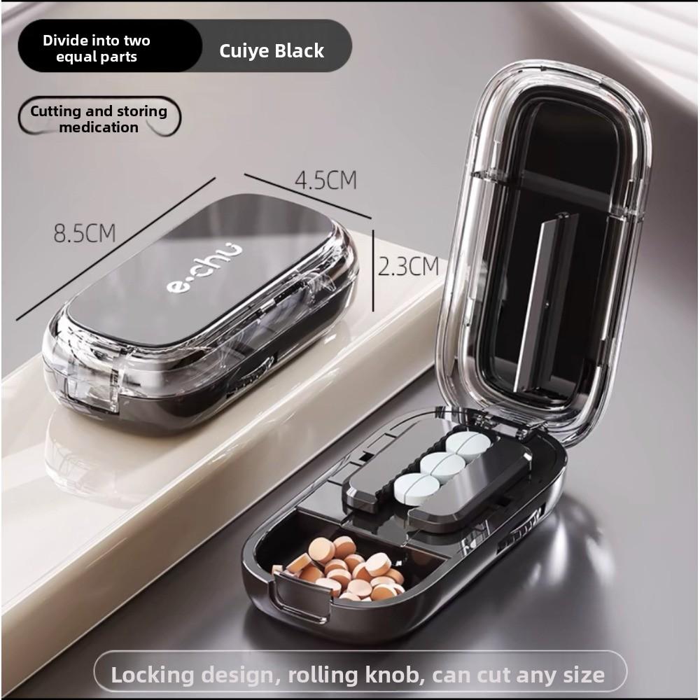 Pill Cutter Splitter Quarter Tablet Slicer Precise 1/2 1/3 1/4 Cut Portable Medicine Storage Box for Daily Use