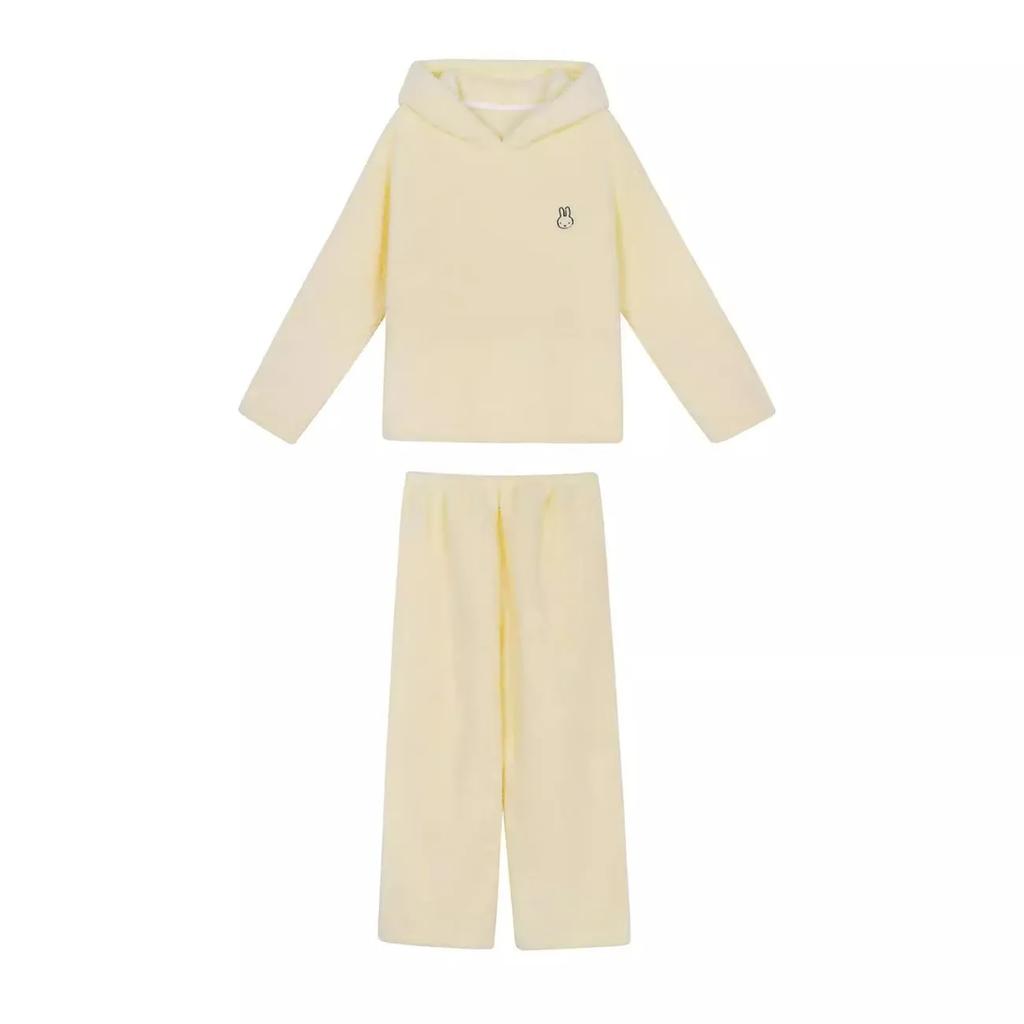 Cute Rabbit Half-velvet Hooded Pajamas Women Can Wear Warm Home Service Suits In Winter