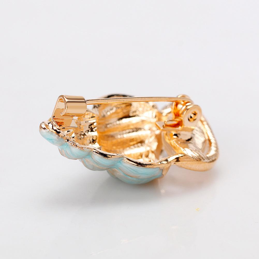 Fashion Drop Oil Light Blue Conch Brooch All-match Refined Breastpin for Girls Ladies