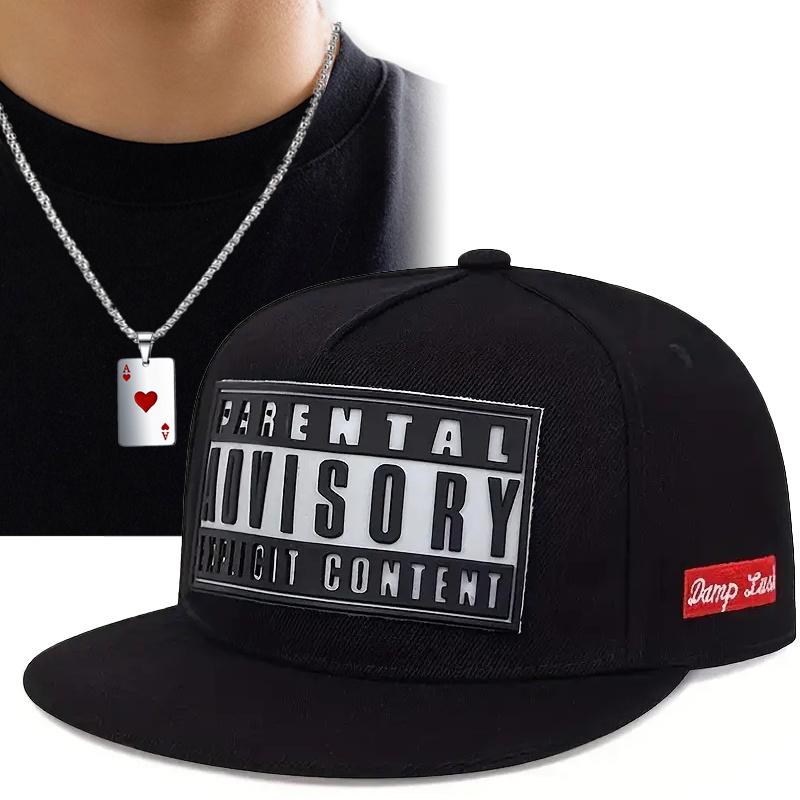 

2 шт. Мужская женская бейсболка с буквенным офсетным принтом, шляпа с плоскими полями, хип-хоп игральная карта, подвеска, ожерелье, комплект, спортивная шляпа с утиным языком, солнцезащитная шляпа чёрный/белый
