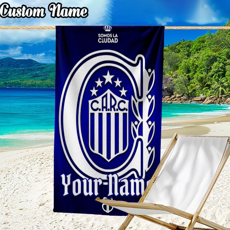 Custom Name Atlético Rosario Central Beach Towel - Soft, Ultra-Absorbent Microfiber, Lightweight, Perfect for Beach, Parties, Travel, Camping