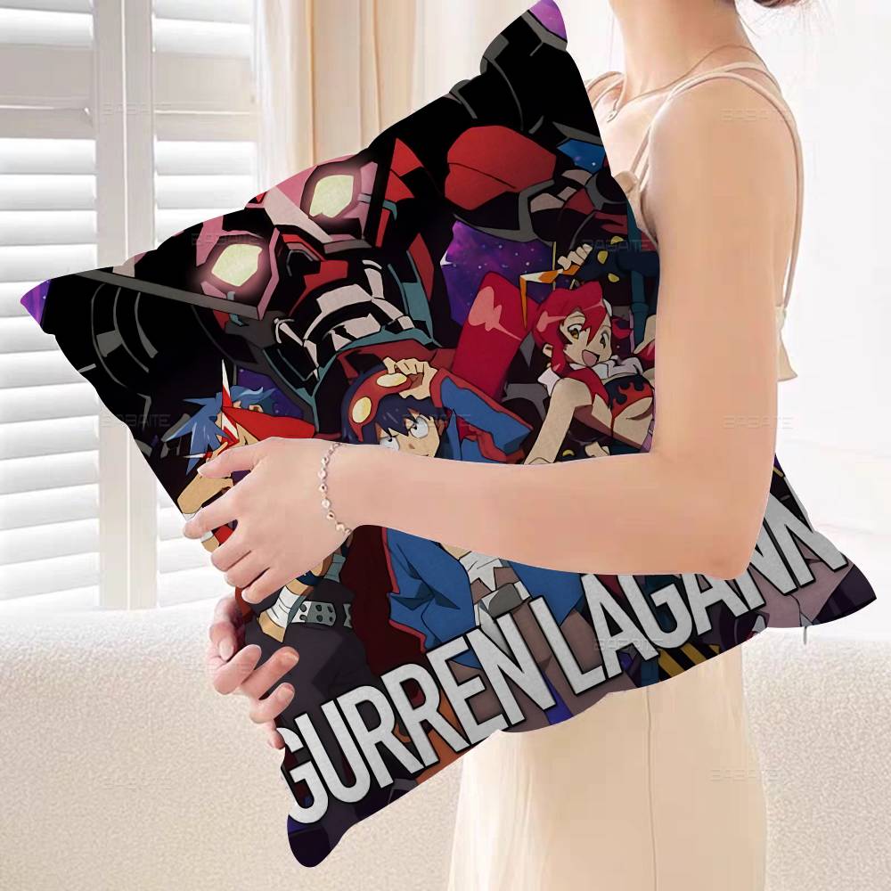 Anime Tengen Toppa GurrenLagann Cushion Cover Car Throw Pillow Case For Sofa Car Christmas Gift 40x40cm 45x45cm