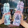 1PC Blue Snow Pine Christmas Tree 750ml Color Plastic Sports Water Bottle Leakproof Flip Straw Lid Suitable for Sports Office Home Use