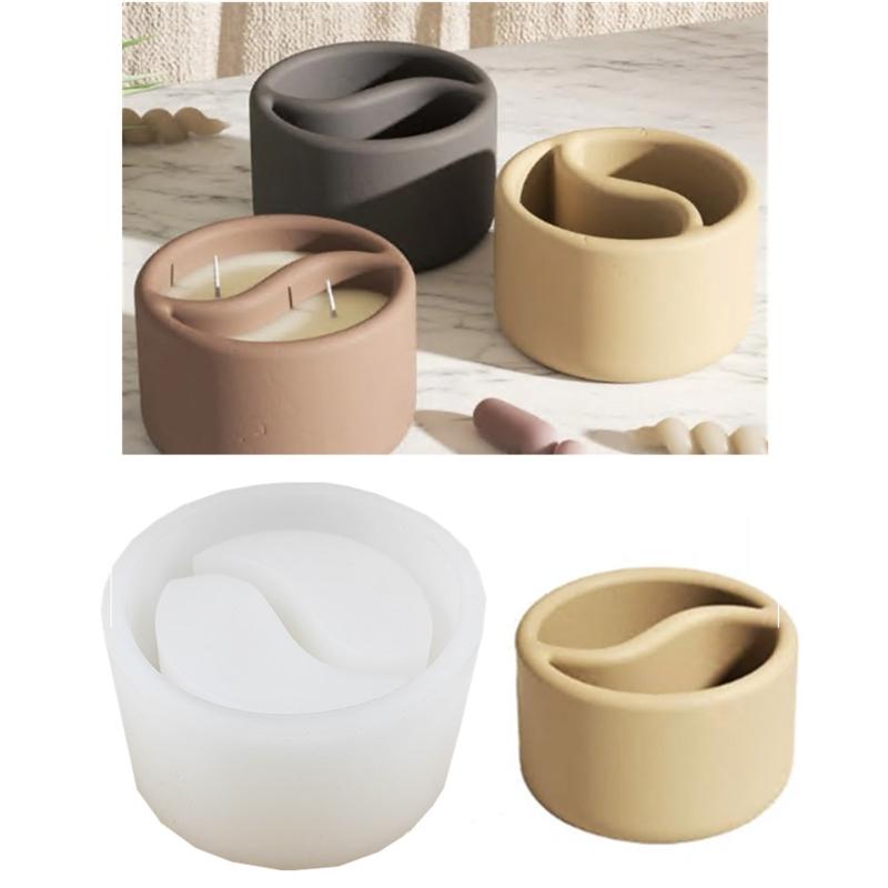 Silicone Planter Mold Taichi Shape for Handmade Flower Pots Pen Holder Molds Resin Crafts Clay Molds DIY Hand Craf