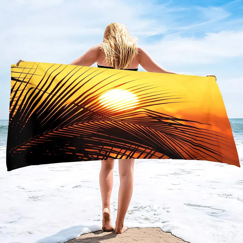 Beach Towel Palm Leaves Pattern Oversized Microfiber Tropical Beach Towel,Thin Lightweight Pool Swim Palm Tree Bath Shower Towel