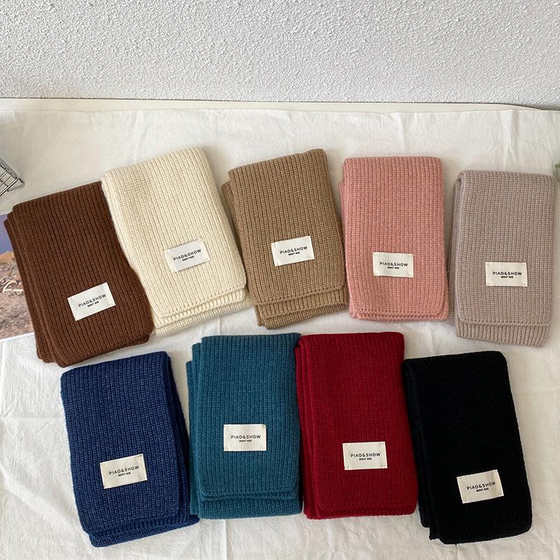 Women's Solid Color Knitted Scarf Winter Korean Version Scarf Narrow Version Men's and Women's Soft Scarf