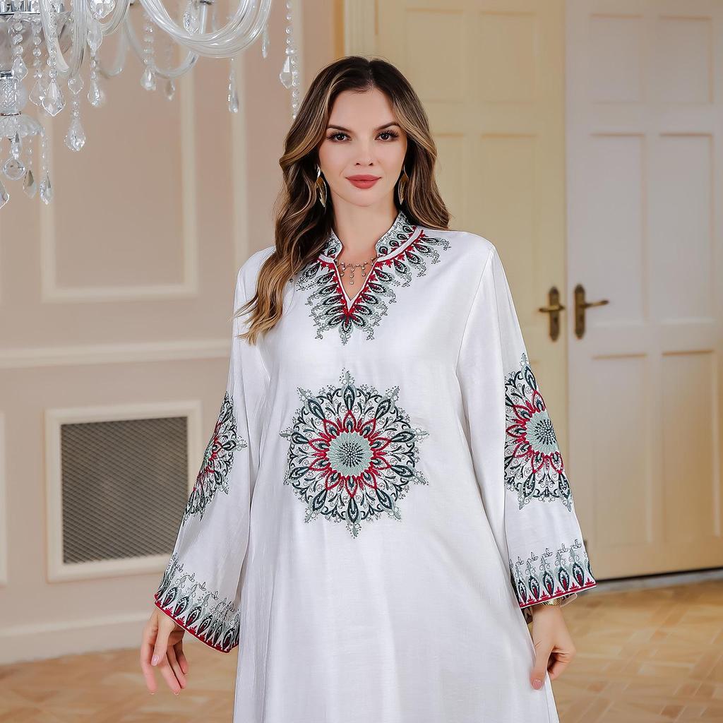 New Light Luxury Embroidered Muslim Abaya Dress - Dubai Style Evening Gown