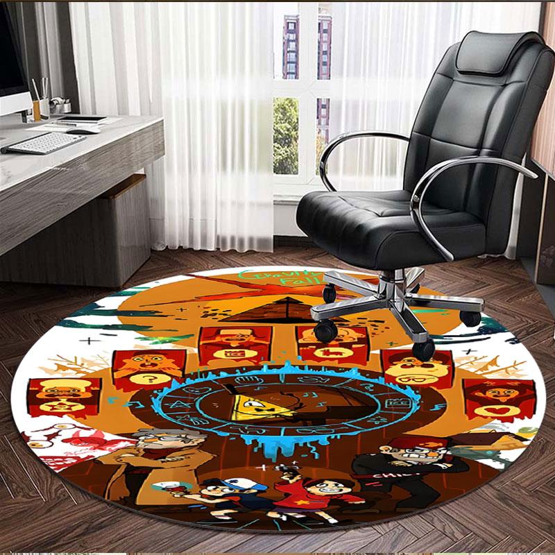 Gravity Falls Print Round Rug, Washable Floor Carpet, For Entryway Dorm Laundry Room Office Study, Home Decor Birthday Christmas Gift
