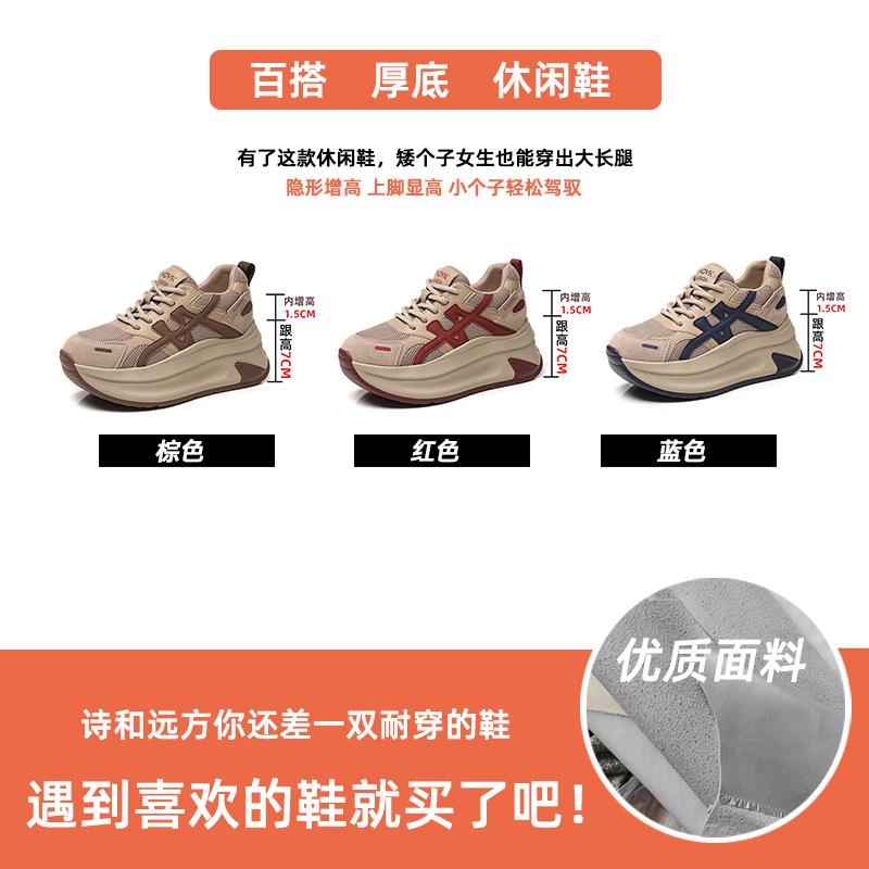 Spring Height Increase Casual Shoes Platform Retro Shock Absorption Forrest Gump Shoes Mesh Shoes Breathable Dad Shoes Women'S Shoes