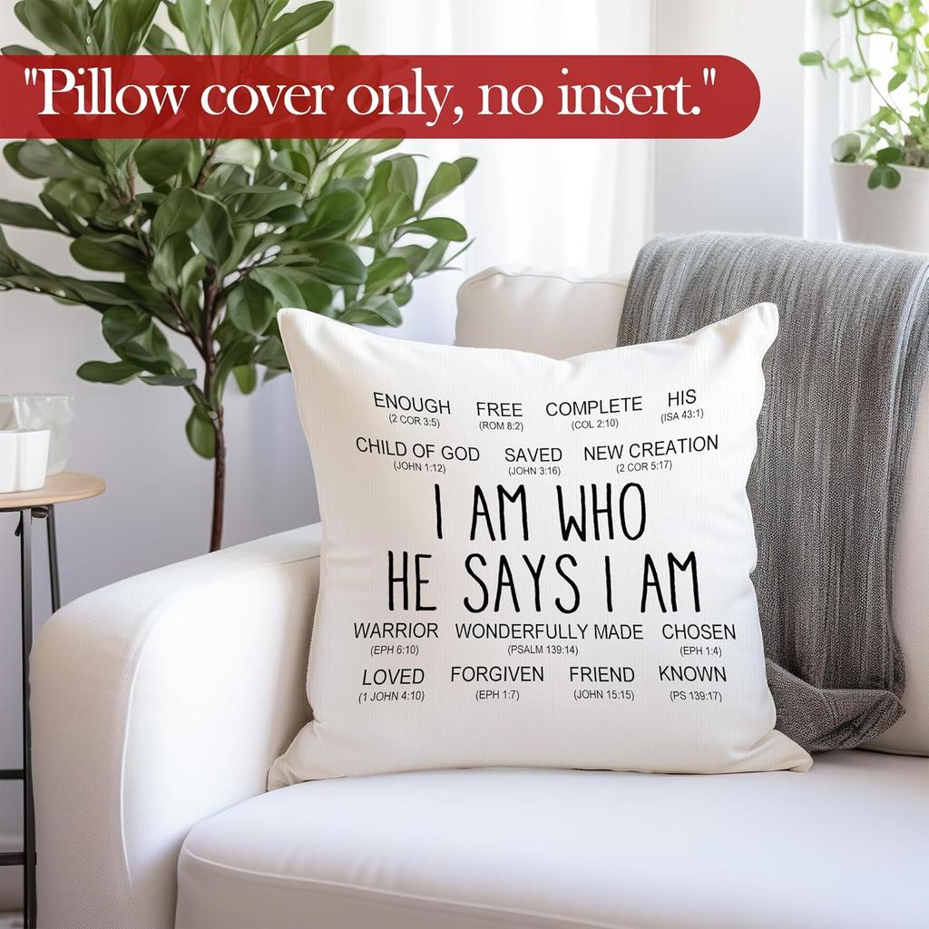 Christian Throw Pillow Covers, Christian Home Decor, Religious Bible Verse Scripture Decorative Pillowcases Cushion Cases for Home Bedroom Living