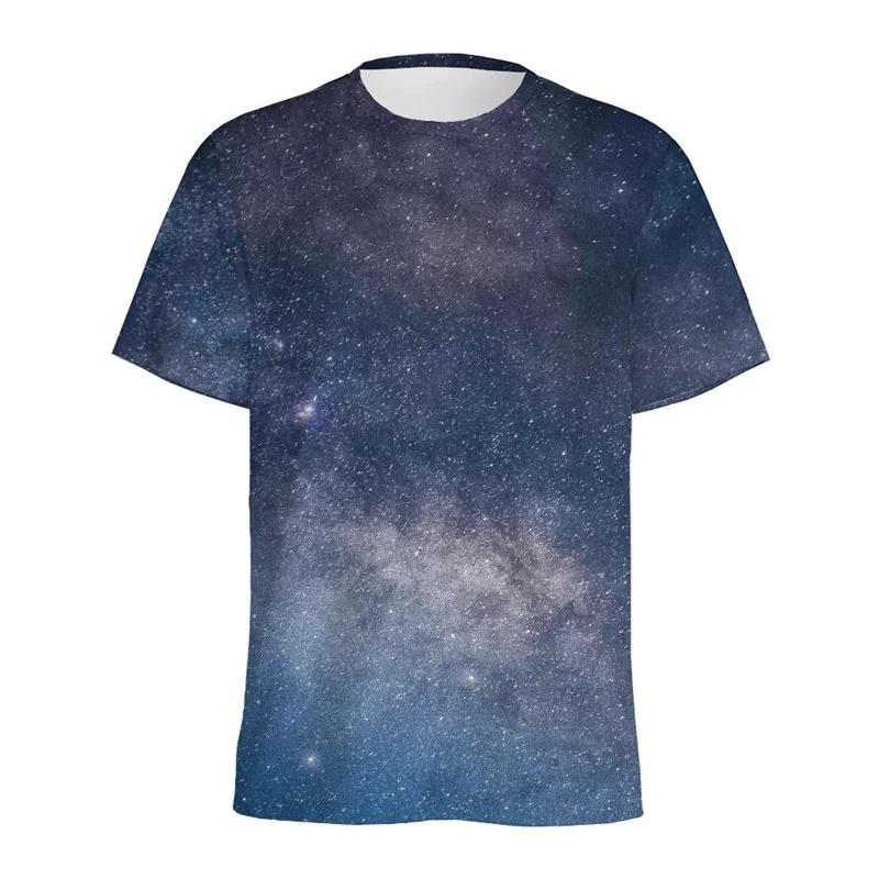 Men's 3D Printed Galaxy Space T-Shirt Colorful Starry Sky Pattern Loose Short Sleeve Round Neck Summer Street Tee Top