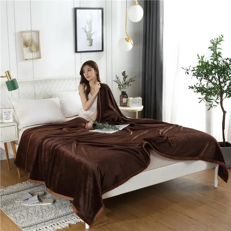 Modern Minimalist Solid Color Coral Fleece Blanket Four Season Universal Thick Warm Air Conditioning Nap And Leisure Blanket