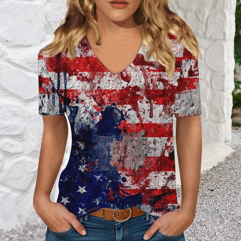 Trička s krátkým rukávem a výstřihem do V pro ženy, módní topy, moderní lehký měkký ležérní letní top