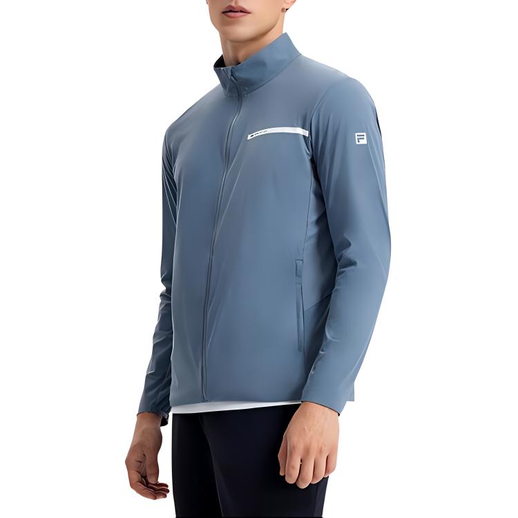 Fila Solid Color Stand Collar Knitted Sports Jacket Men Jackets Blue A11M321507F-DB