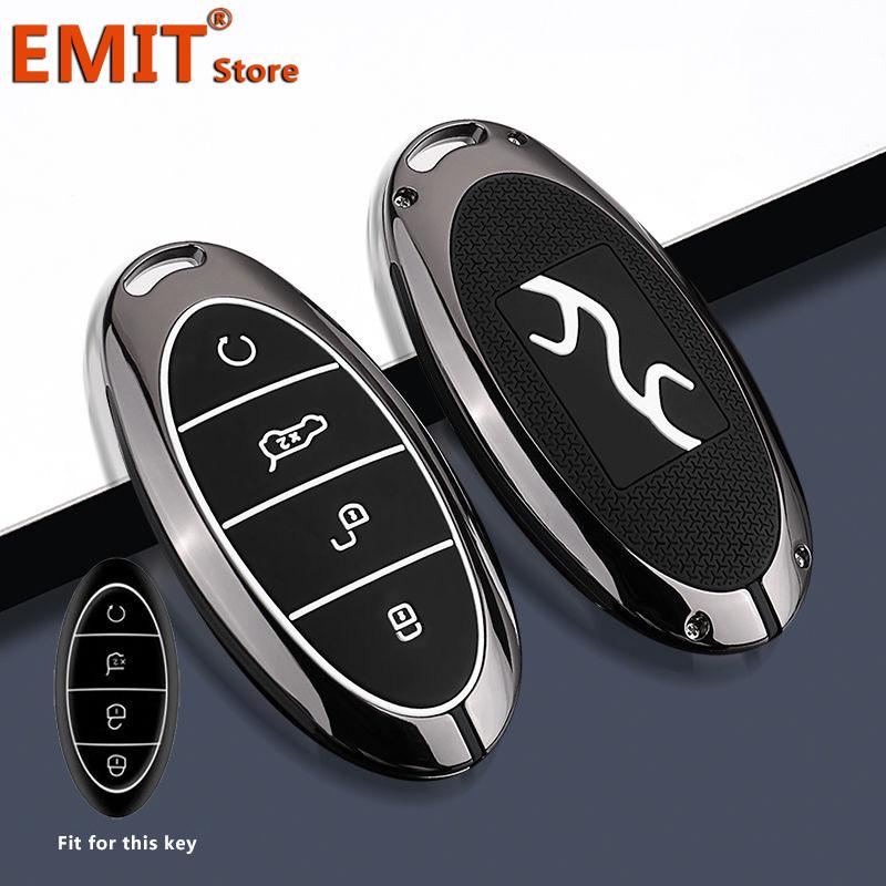 Zinc Alloy Silicon Key Fob For Byd Yangwang U8 U9 Remote Protection Case Cover Bag Shell Keychain Ring Holder Car Accessories for yangwang U8 U9