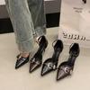 Fine High Heel Pointed Toe Shallow Mouth Shoes Sexy Closed Mouth Elegant Comfortable Beach Sandals Adjustable Strap