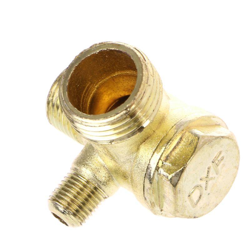 Male Thread 3 Way Metal Air Compressor Check Valve Gold Tone