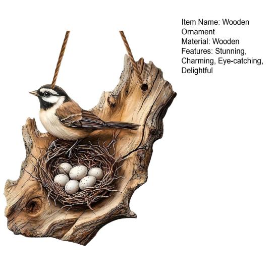 Ornament din lemn plat 2D cu animal, rustic, cal, pasăre în copac, semn de bun venit pentru intrarea casei de fermă, terasă, living, decor birou