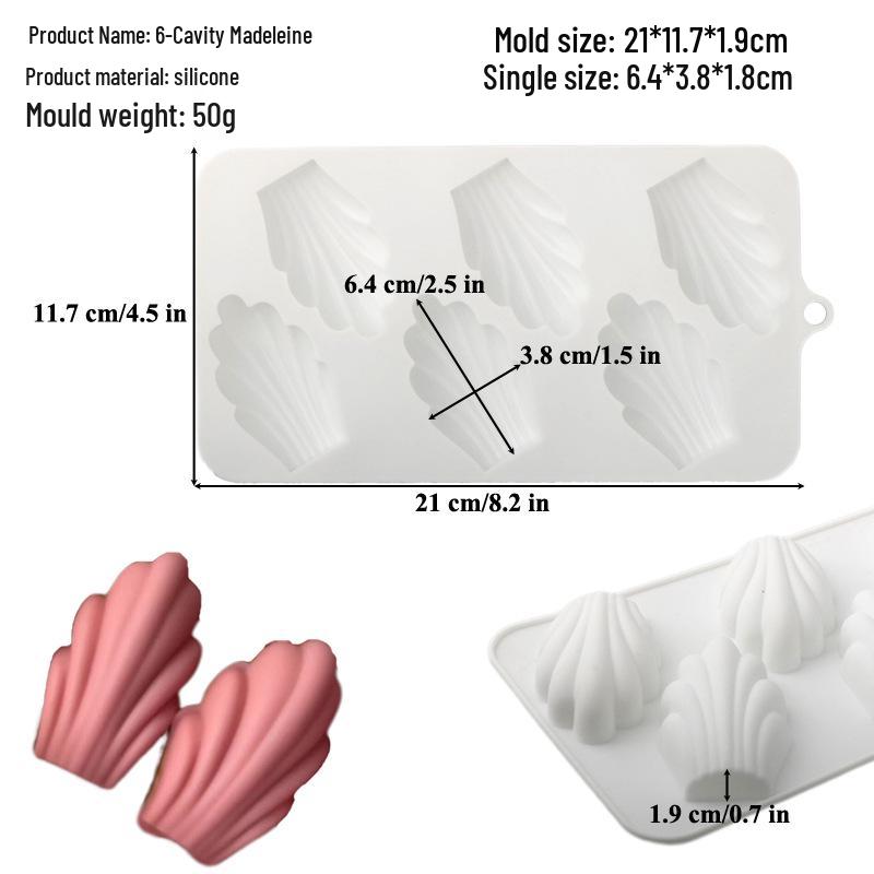 

6-Cavity Silicone Madeleine Cake and Dessert Mold