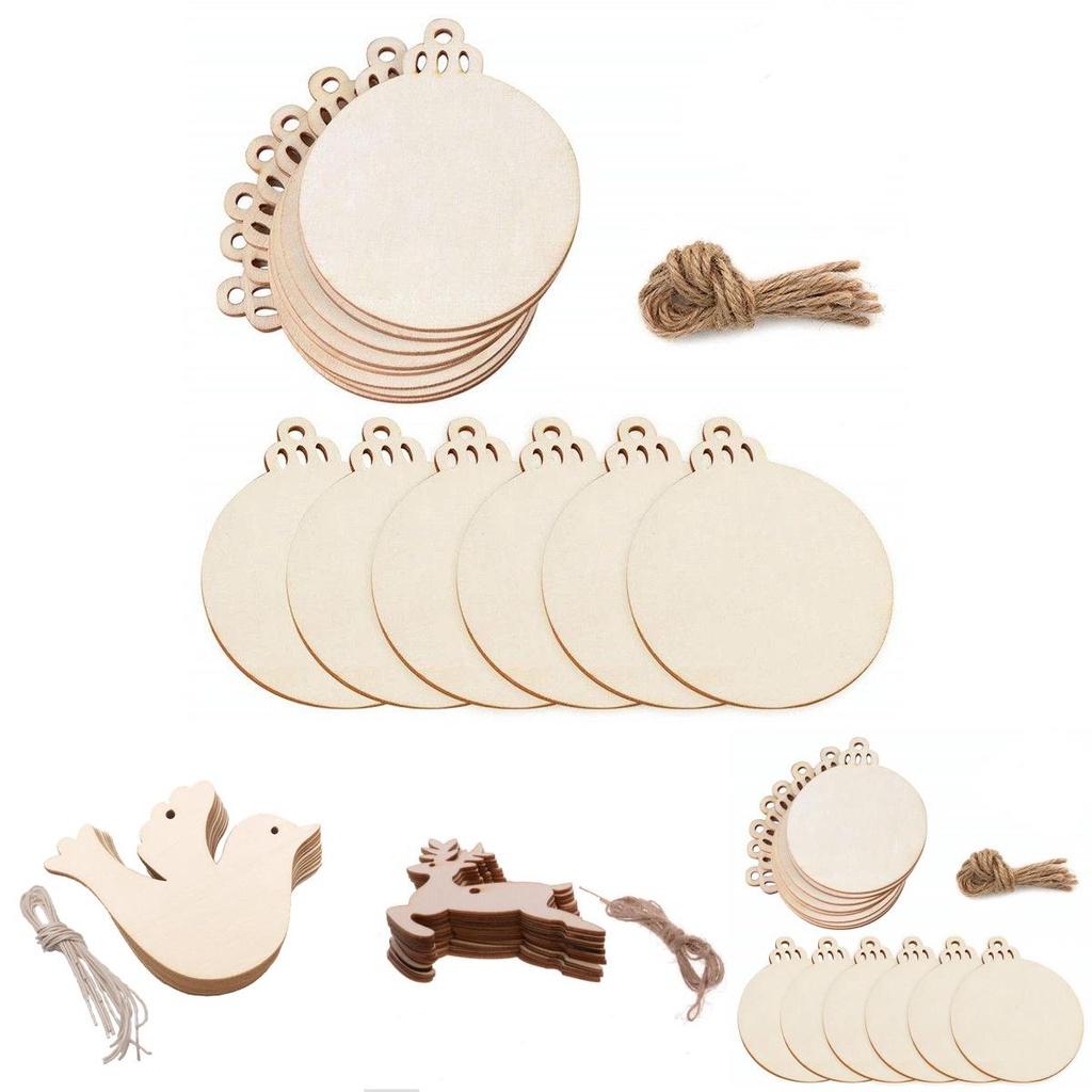 Delightful 10pcs Wooden Christmas Tree Ornaments For Festive Diy Projects