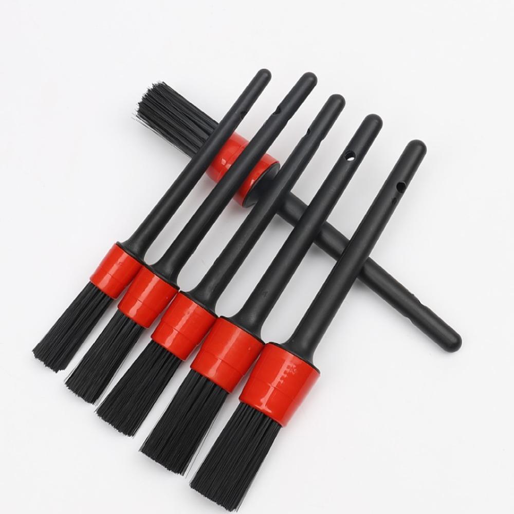 5Pcs Small Detailing Brush Set Soft Multifunctional Car Cleaning Brush Black Portable Automotive Interior Cleaning Tools