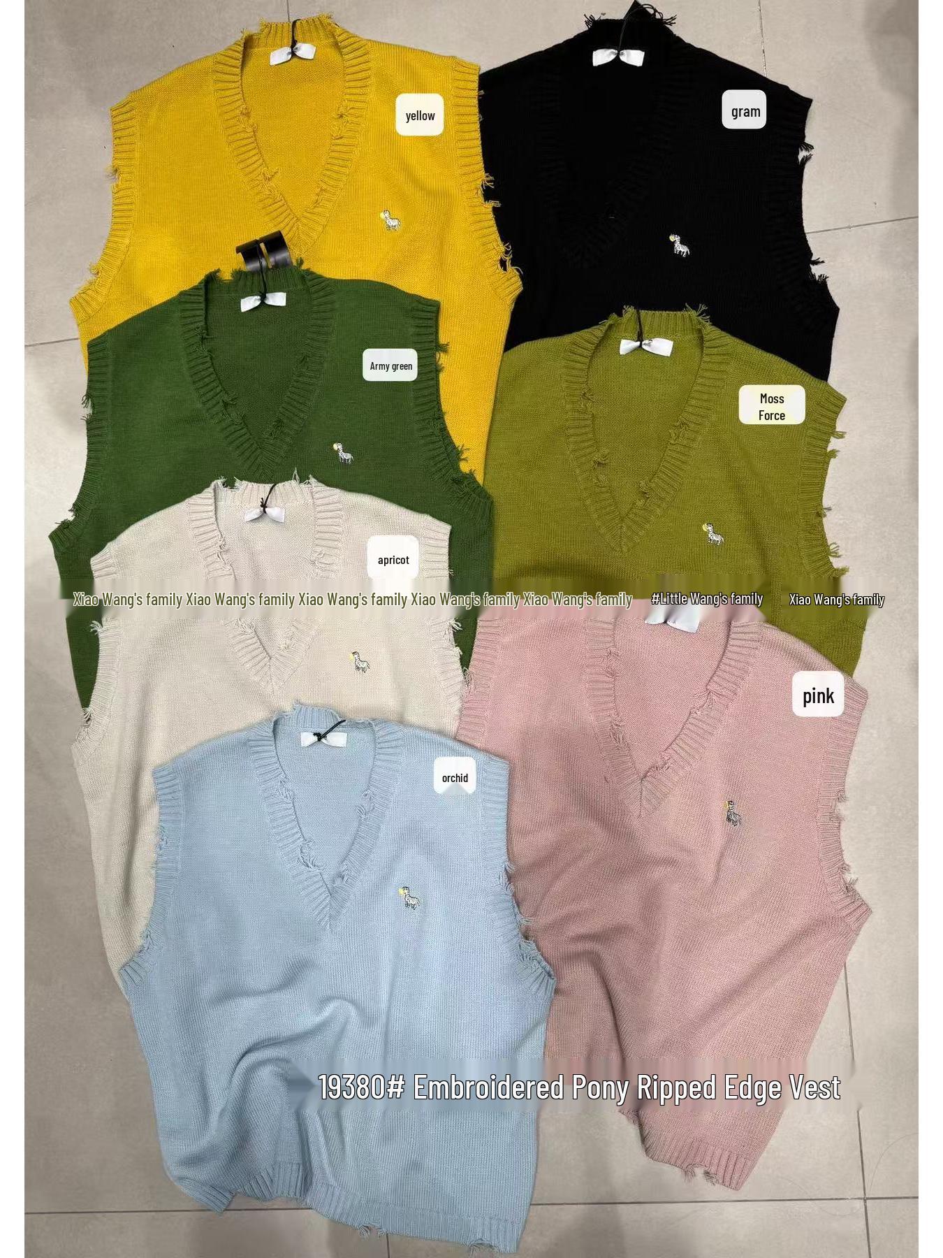 

Вязаный жилет свитер с V-образным вырезом в корейском стиле от Сяо Вана, свободного кроя One Size чёрный