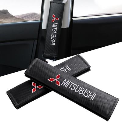1/2pcs Car Seat Belt Cover Auto Carbon Fiber Safety Belts Shoulder Protection For L200 Colt Evolution Mirage Cross