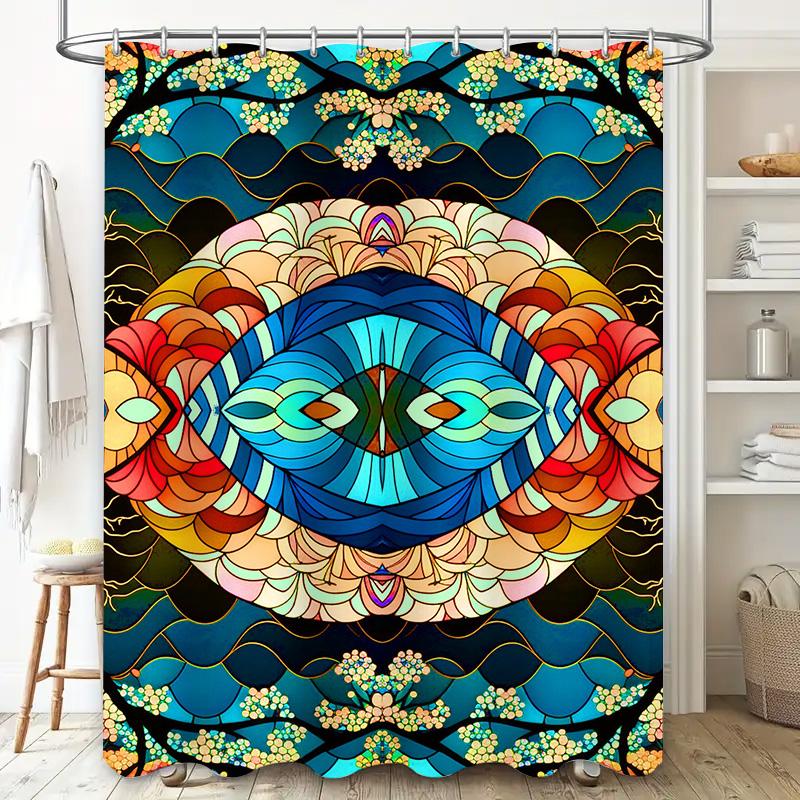 Vibrant Mandala Shower Curtain Modern Boho Floral Design Decorative Bathroom Shower Fabric Available In Various Sizes for Your H