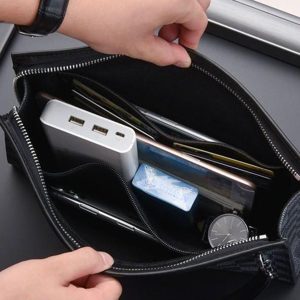 2025 Clutch de Negocios y Neceser para Hombre con Estampado de Cuadros