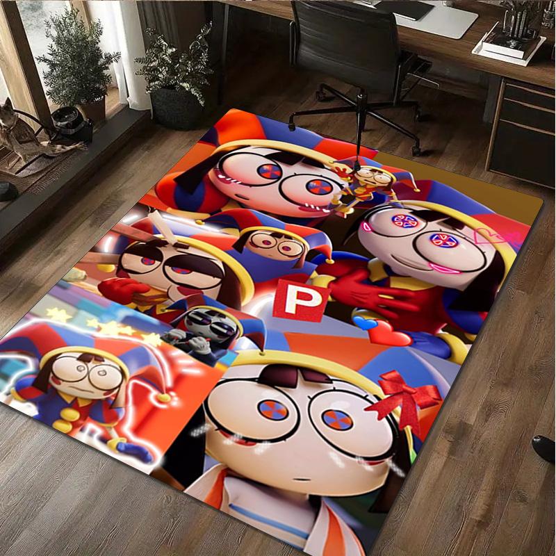Cartoon-Figur Pomni Teppich Büro Dekorativer Teppich Für Wohnzimmer Schlafzimmer Fußmatte Bodenläufer Computerstuhl Bereichsteppich perfektes Weihnachtsgeschenk