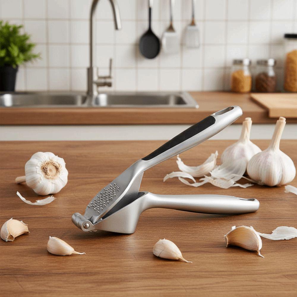 Zinc Alloy Garlic Presser Easy To Squeezable Heavy Duty Garlic Mincer Ergonomic Handle Easy to Clean Ginger Crusher Home Use