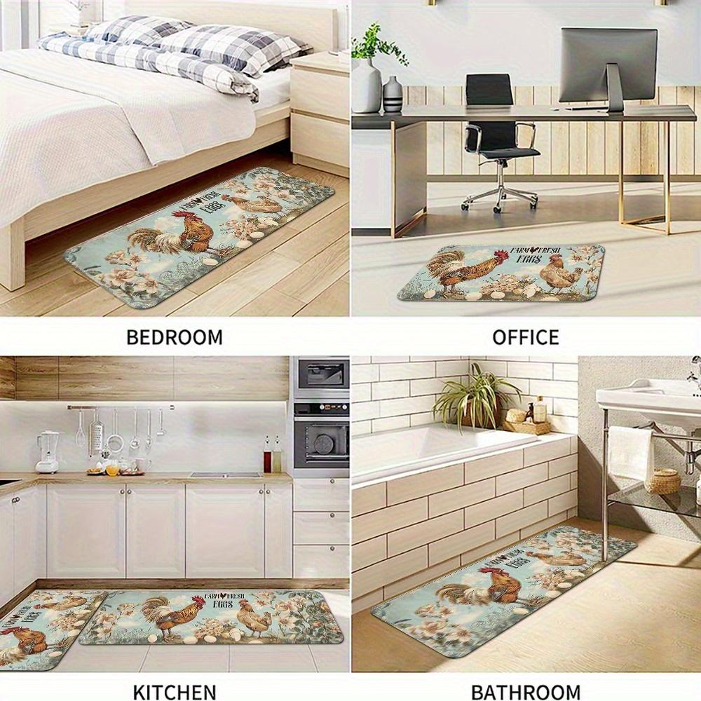 1 Stuk Anti-Vermoeidheid Keukenmatten Boerse Haan Bloemenprint Waterdicht Antislip Dik Gekussend Keukenmat Zwaar Uitvoering Comfort Staande Mat voor Keuken