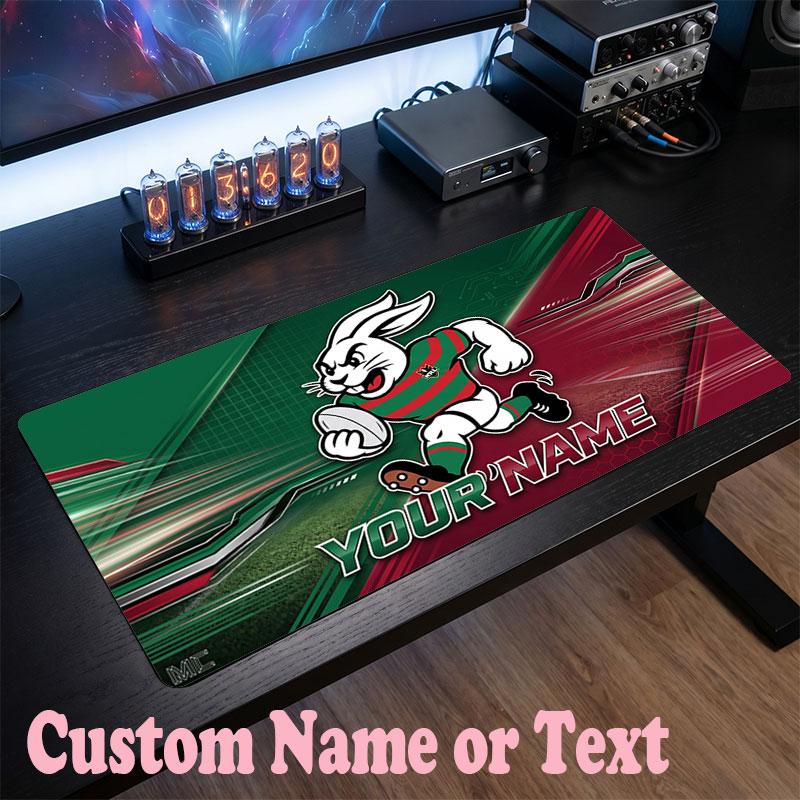 South Sydney Rabbitohs Customized Name Text Mouse Pad, Large Desk Mouse Mat Personalized Home Office Present