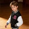 Kids Baseball Jacket Lined Coat with Contrasting Button Down Coat Lightweight Quilted Sleeves Stripes Spring