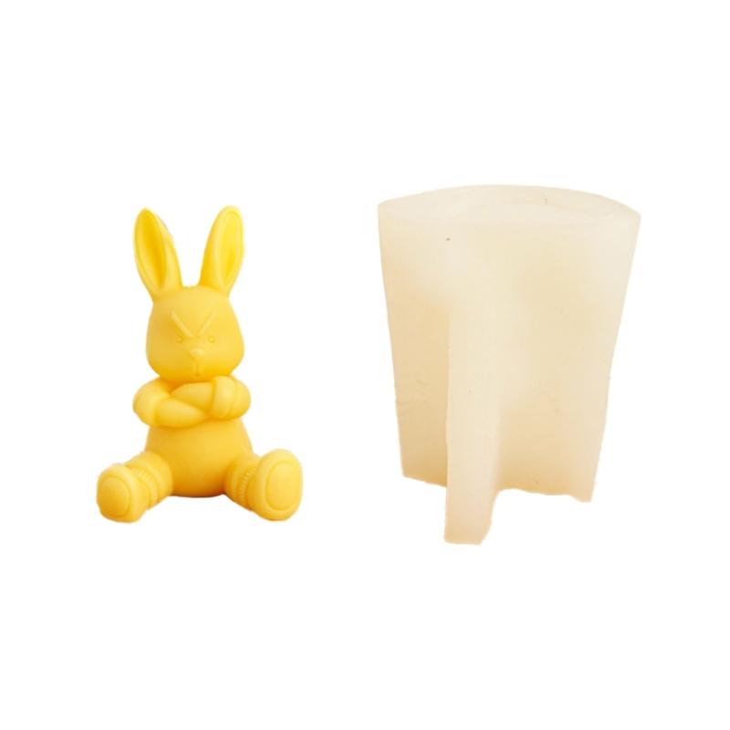 Easter Bunny Candle Mold Rabbit Silicone Mold for DIY Candle Soap Plaster Desk Ornament Chocolate Cake Fondant Decor