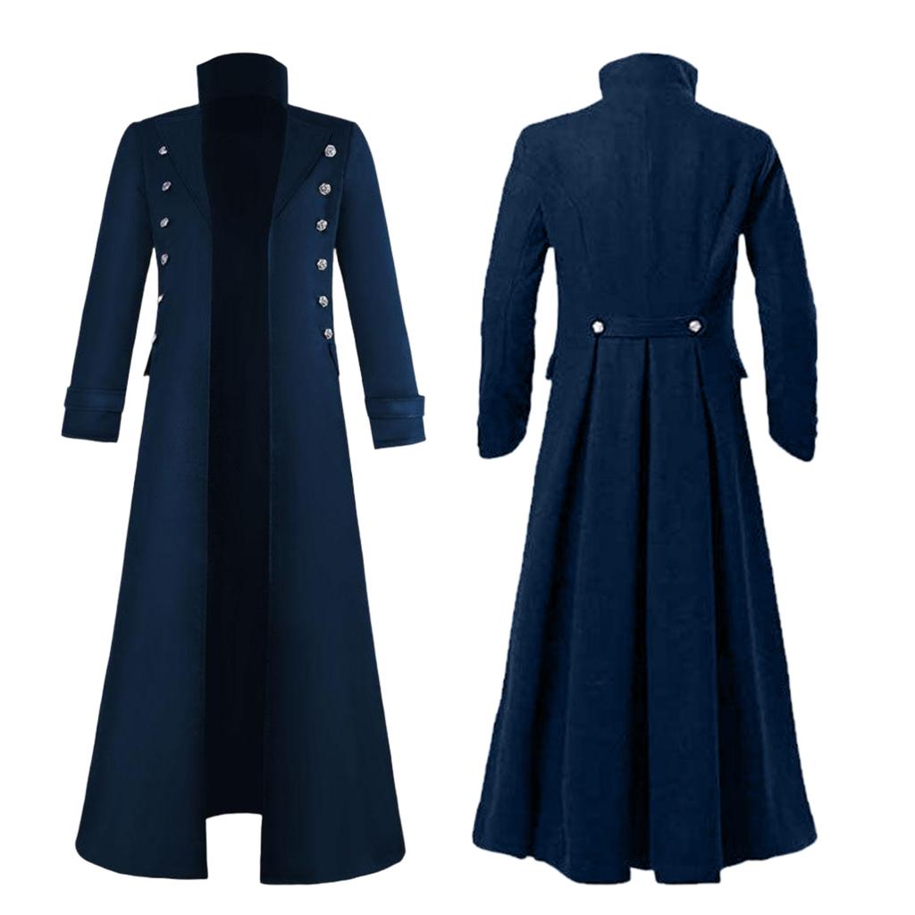 Gothic Costume Coat for Women - Double Breasted Vintage Long Jacket, Plus Size Halloween Outfit