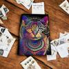 Colorful Cat Leather Notebook – Handcrafted Vintage Leather Diary
