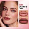 Lakerain Contorno Labbra Tinta Labbra Penna Anti-macchia Non Si Attacca alla Tazza Labbra Idratanti Trucco Labbra Cosmetico 2-in-1 Tinta Labbra & Matita