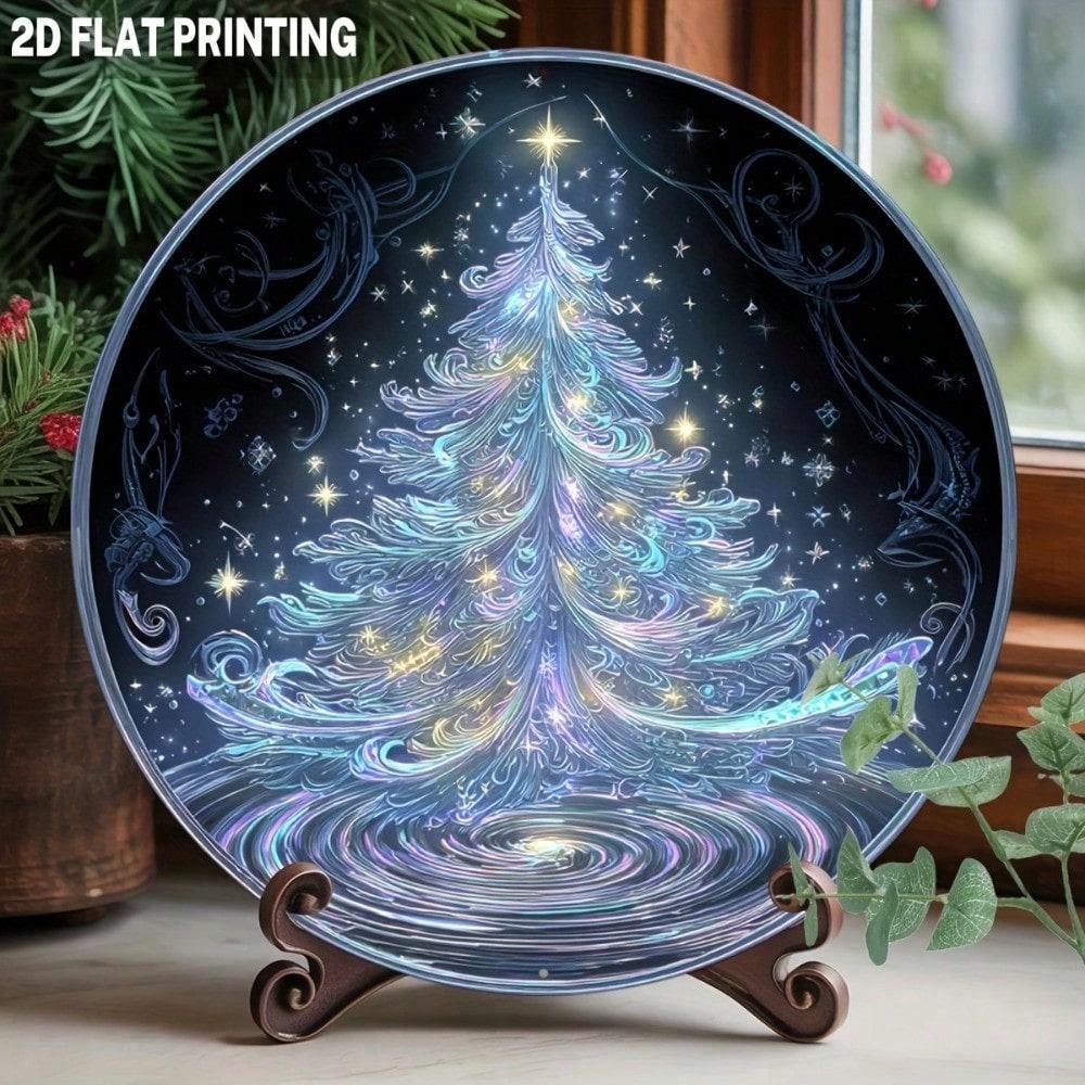 

Vintage Metal Christmas Ornament Round Wall Art, 8x8 Inch Sparkling Swirl Aluminum Sign for Holiday Decor 20x20 разноцветный