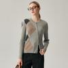 Women's Slanted Zipper Round Neck Cashmere Cardigan