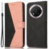 For Honor X9c 5G Case Color Splicing Wallet Stand Leather Phone Cover with Wrist Strap