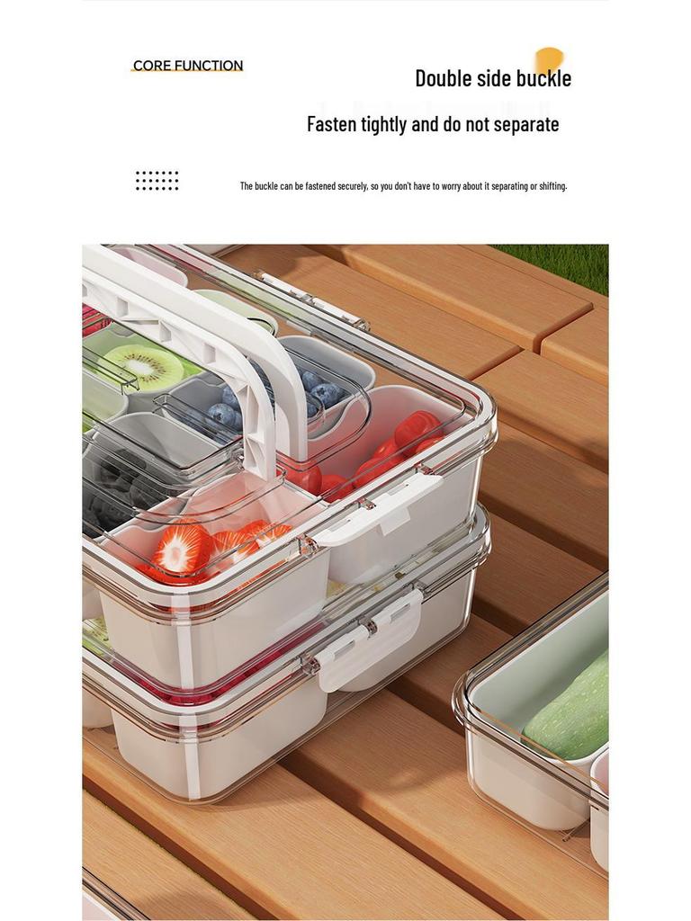 Salatbehälter: 8-Fächer-Gewürz- und Aufbewahrungsbox für Kühlschrank oder Picknick, Obstportionierer, Handlich und Dicht.